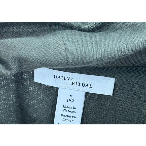Daily Ritual Supersoft Terry Long-Sleeve Cowl Neck Dress Olive Green Size‎ Small - Picture 9 of 9